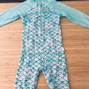 Girls' Light Aqua Mermaid-Scale Rashguard One-Piece